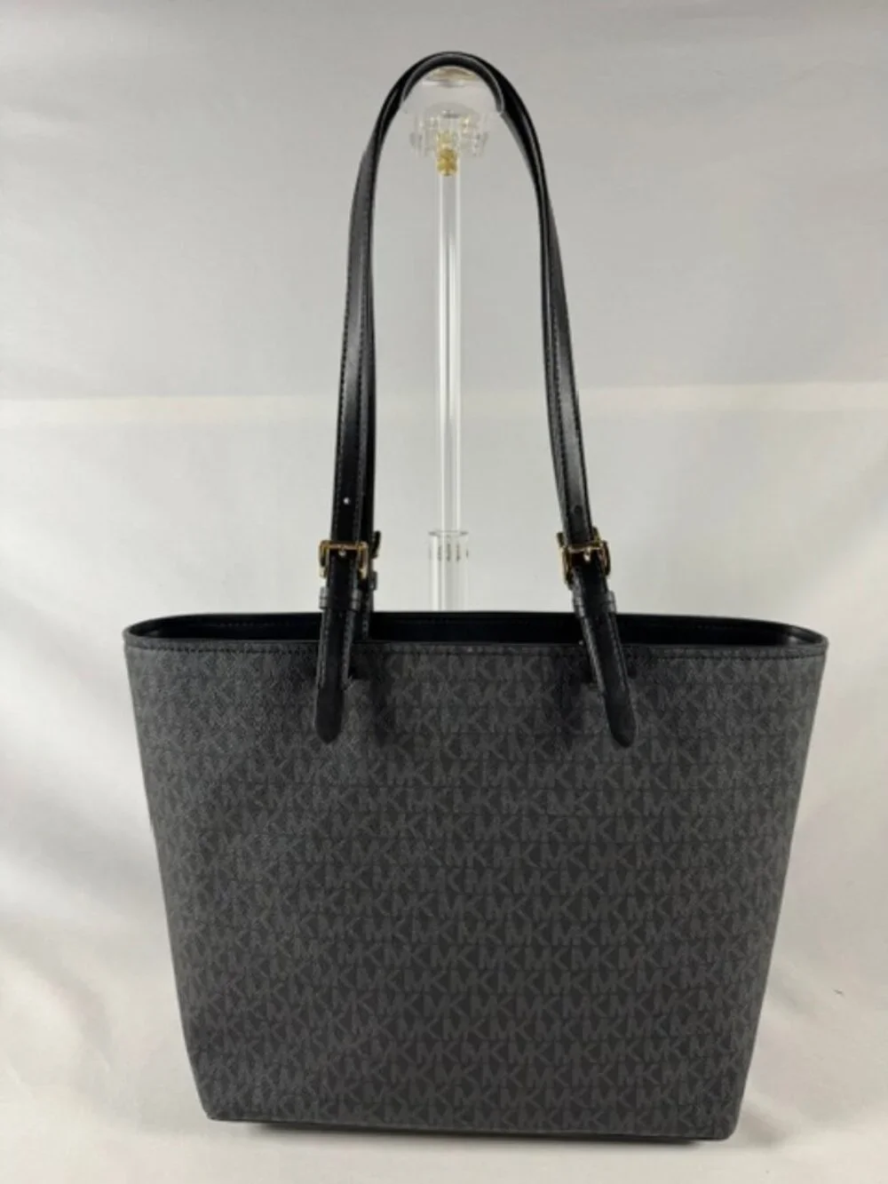 NEW Michael Kors Jet Set Medium Logo Pocket Tote, Black Signature Canvas NWT